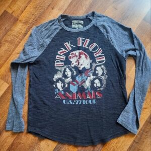 Lucky Brand Gray and Blue Long Sleeve Tee